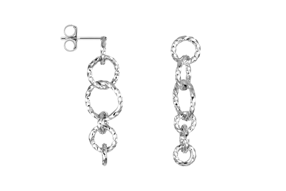 Pendiente plata 925 seis anillas unidas