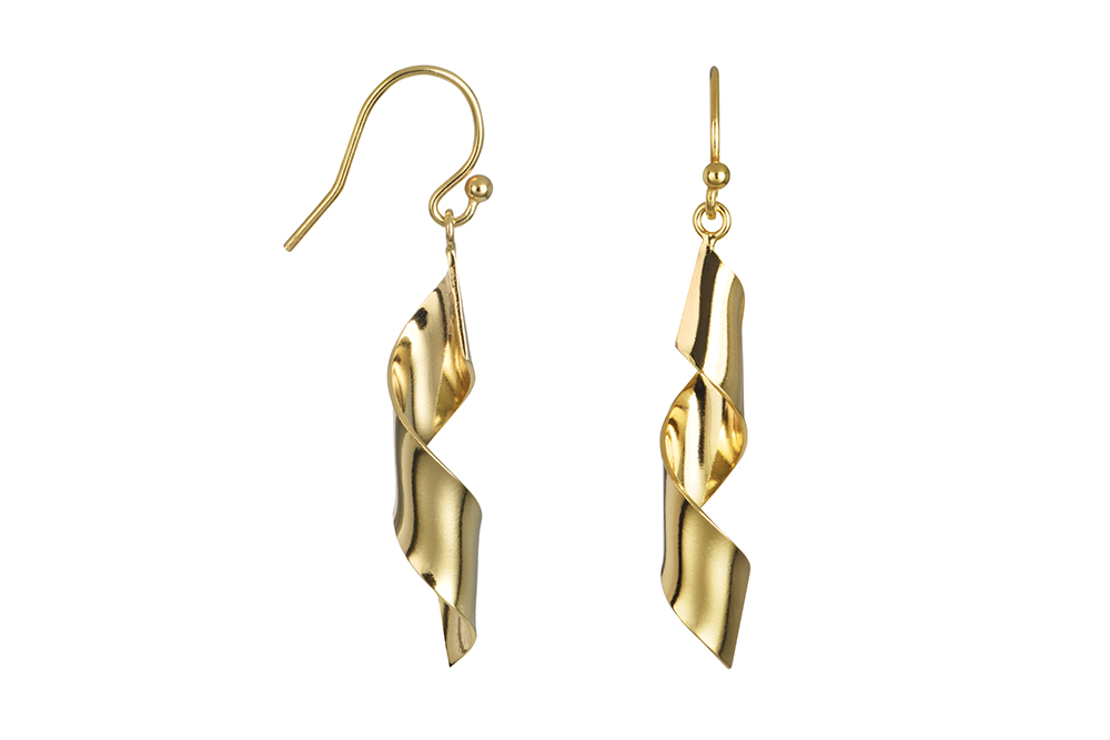 Pendiente plata 925 tirabuzón cinta plana