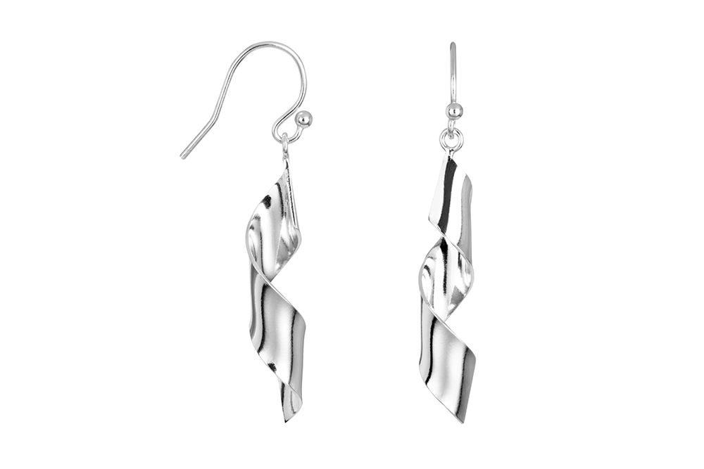 Pendiente plata 925 tirabuzón cinta plana