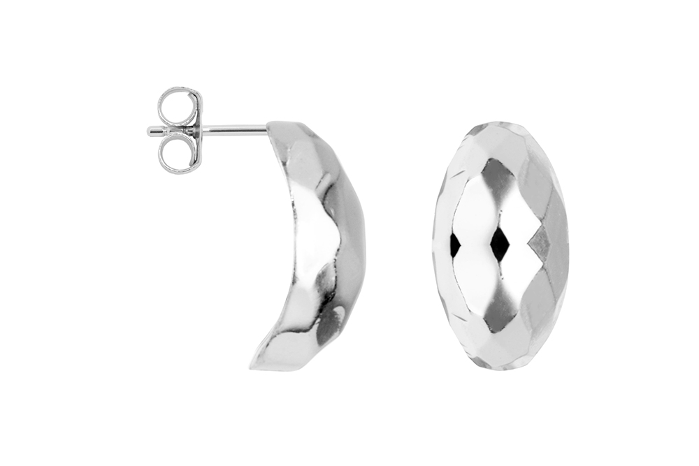 [17325EPL] Pendiente plata 925 gota hueca facetada (Plata)