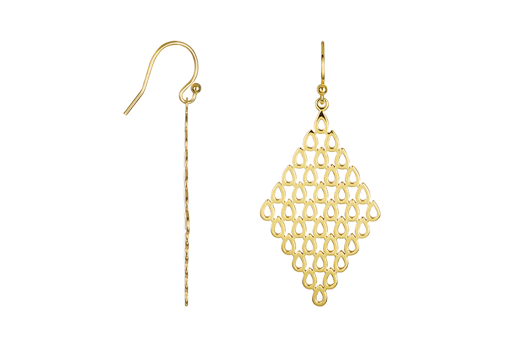 Pendiente plata 925 rombo calado 41x23mm