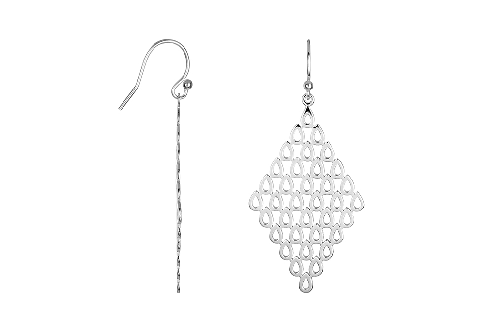 Pendiente plata 925 rombo calado 41x23mm