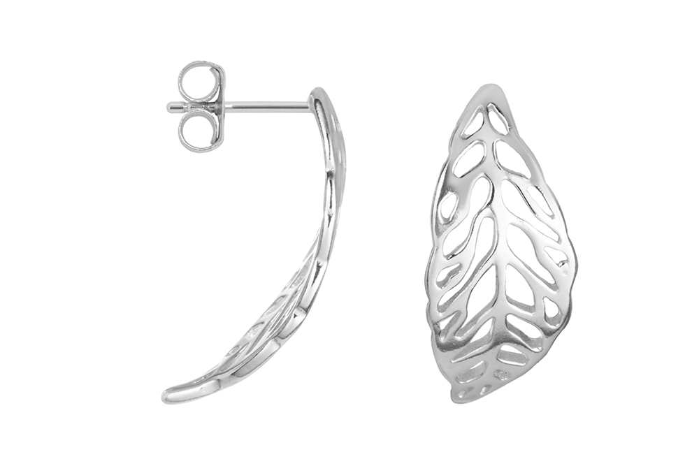 [17327EPL] Pendiente plata 925 hoja curva (Plata)