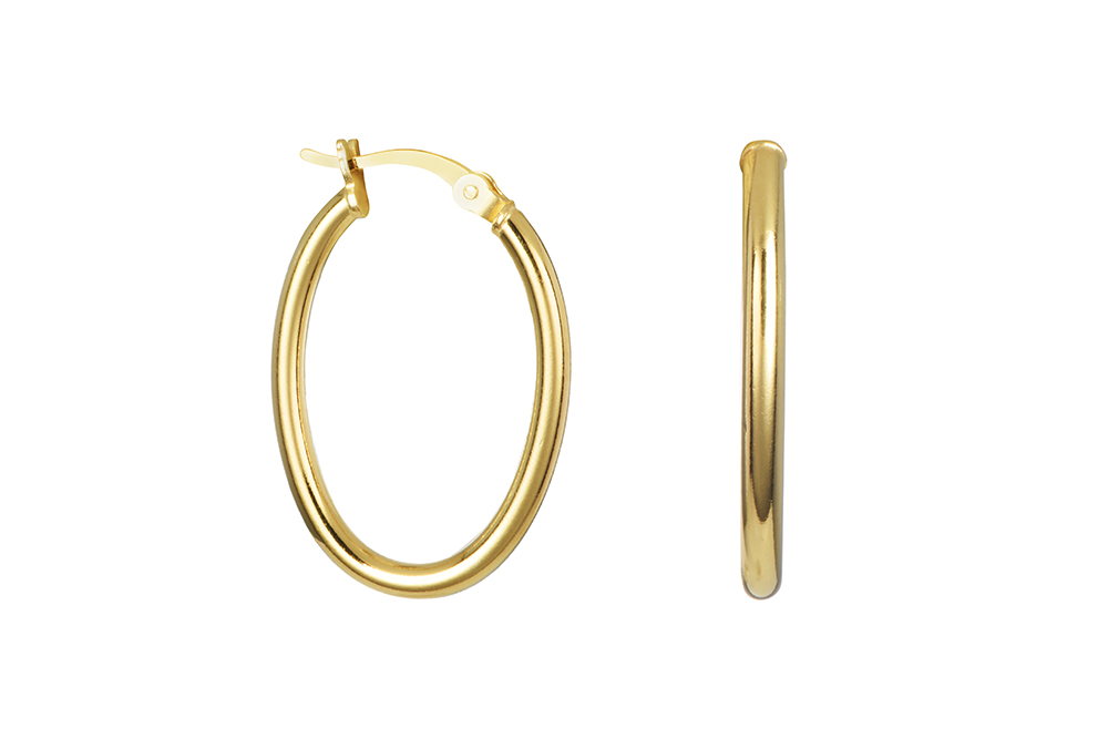 Sterling silver oval hoop earring