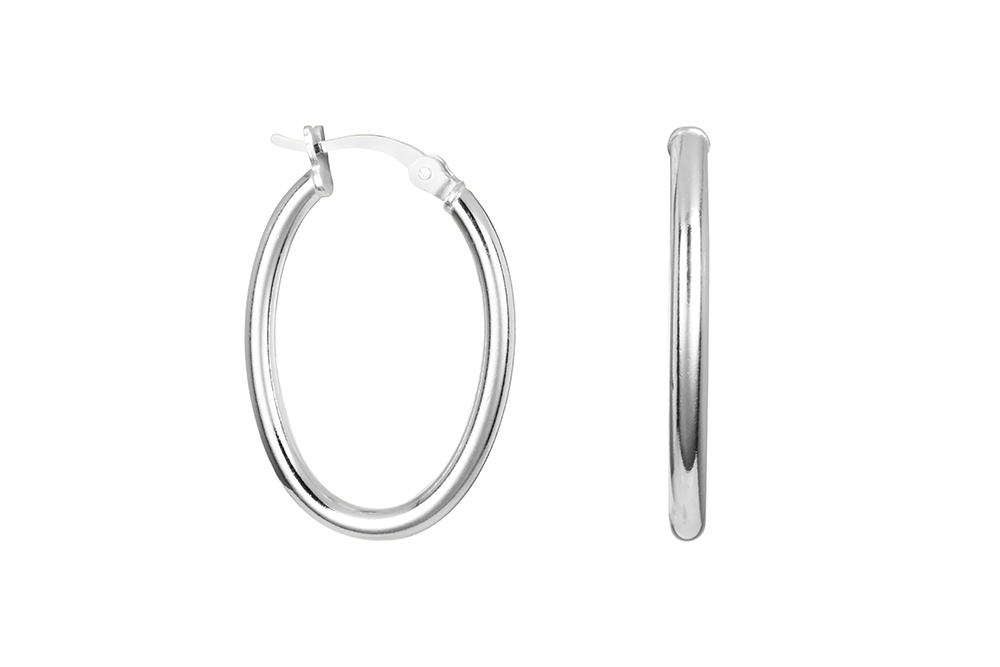 [17334EPL] Pendiente plata 925 aro oval tubo 2mm (Plata)