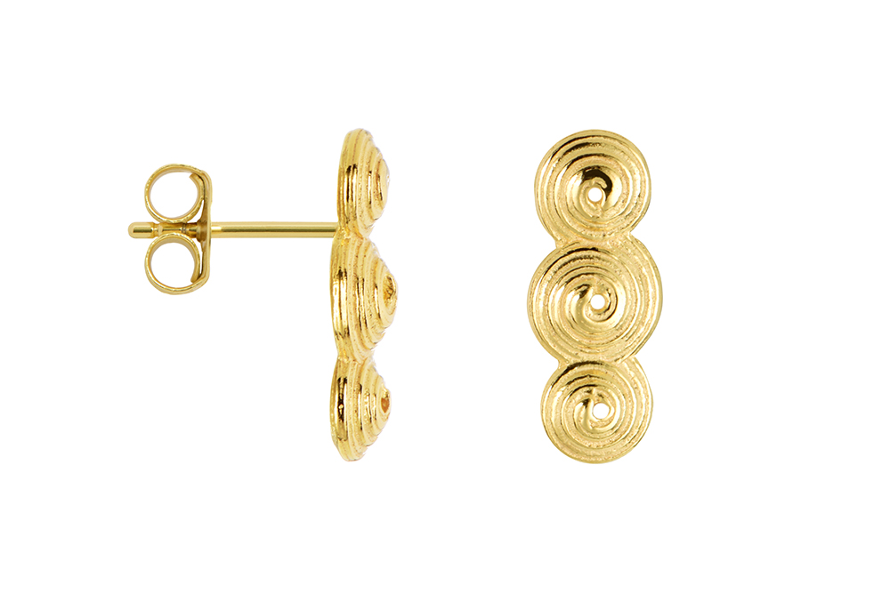 Sterling silver three circles wire earring