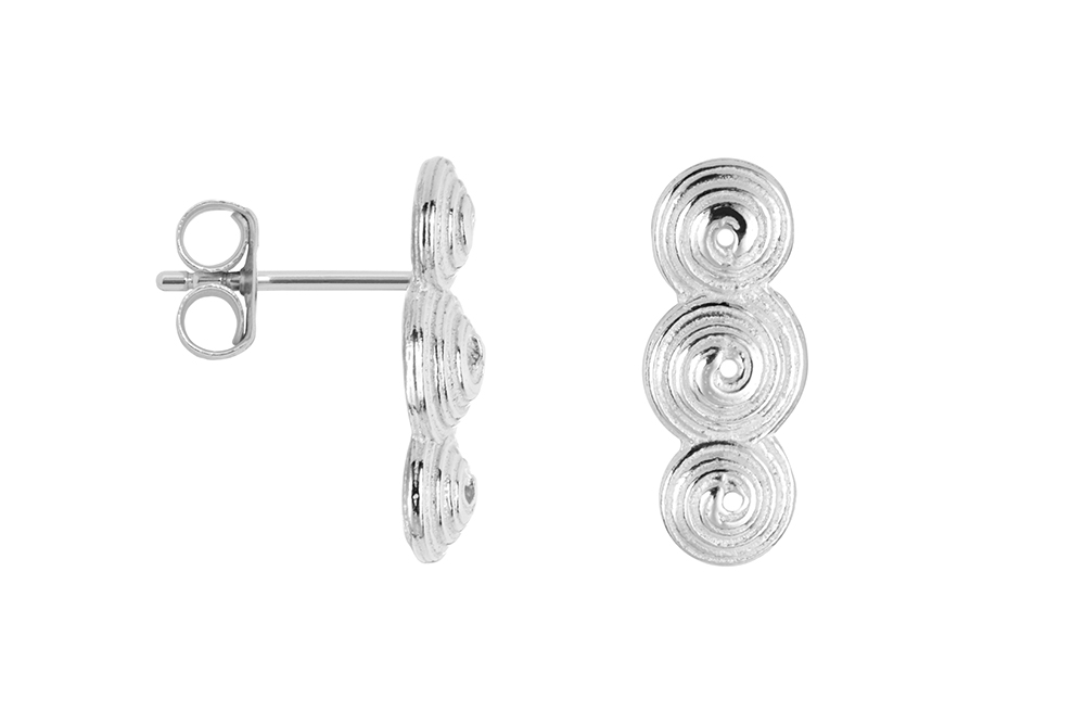 Sterling silver three circles wire earring