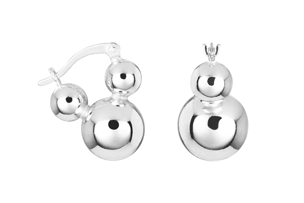Sterling silver three balls earring
