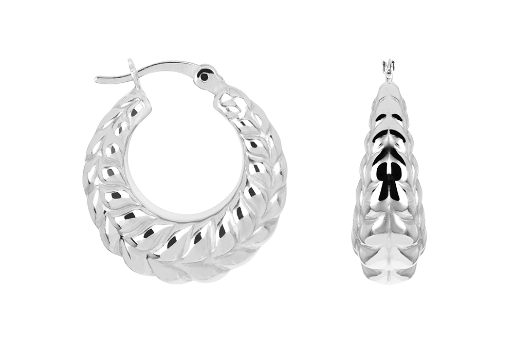 Pendiente plata 925 aro trenzado hueco