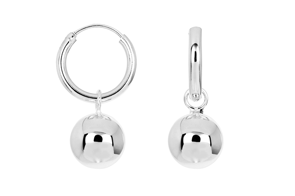 Sterling silver 10mm bead hoop earring