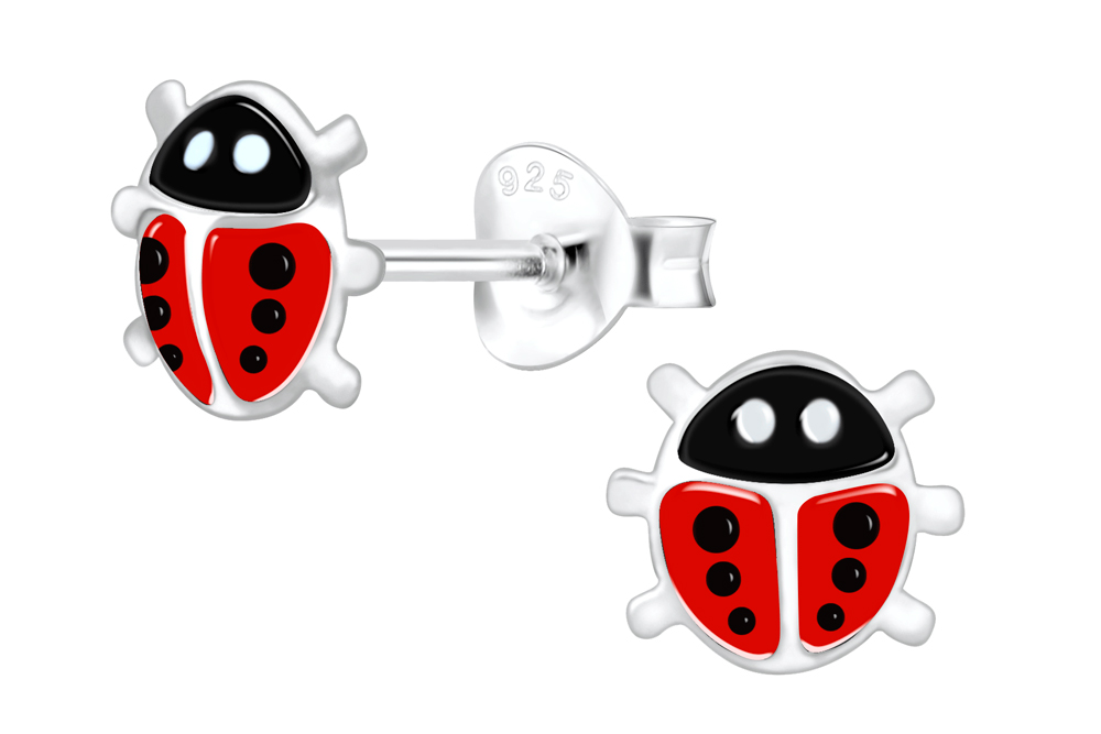Pendiente plata 925 mariquita 6x7mm