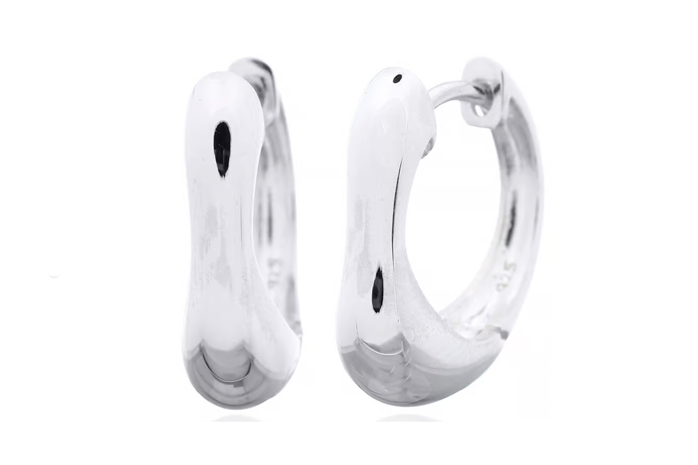 Sterling silver bone hoop earring