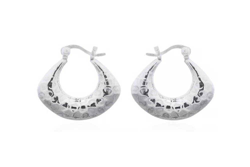 [17503EHAPL] Pendiente plata 925 aro hueco martelé (Plata)