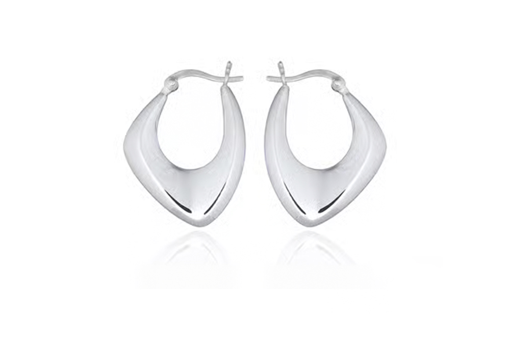 [17509EPL] Sterling silver asymmetric hoop earring (Sterling silver)