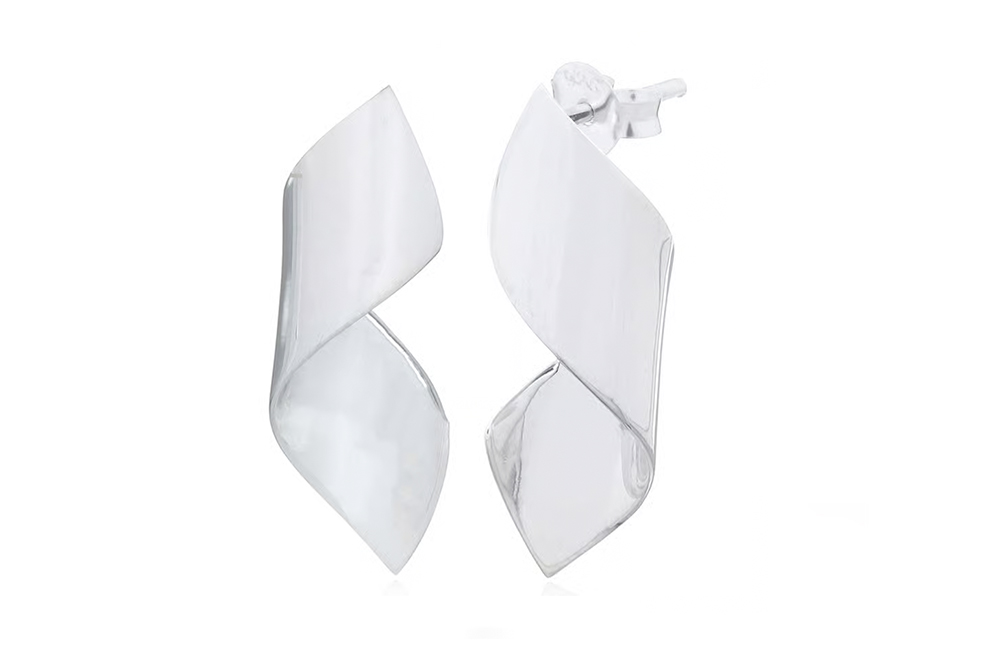 Pendiente plata 925 tirabuzón cinta plana