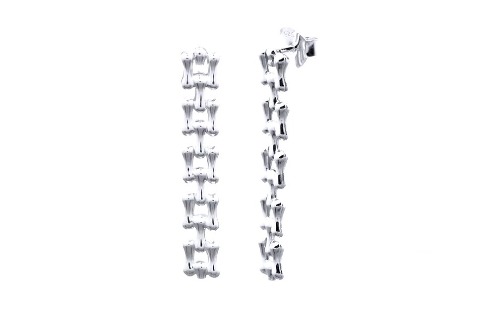 Sterling silver mesh long earring