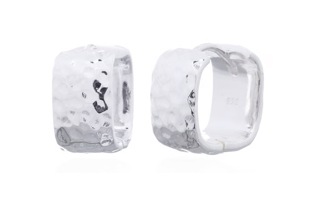 Sterling silver squared hoop earring