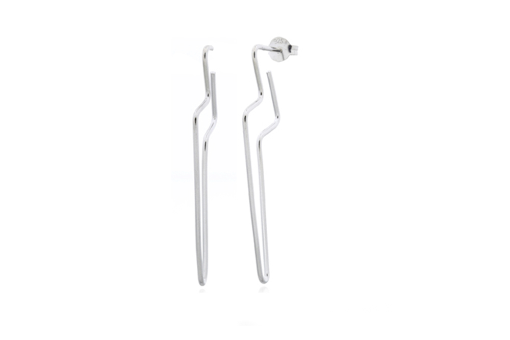 Sterling silver lightning silhouette long earring