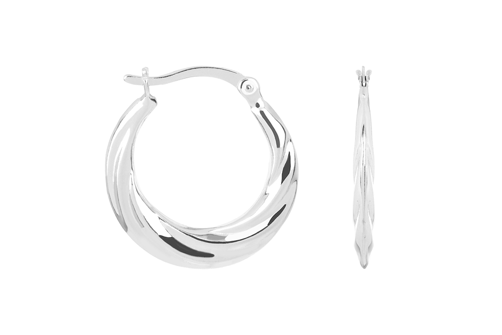 Sterling silver flat hoop earring