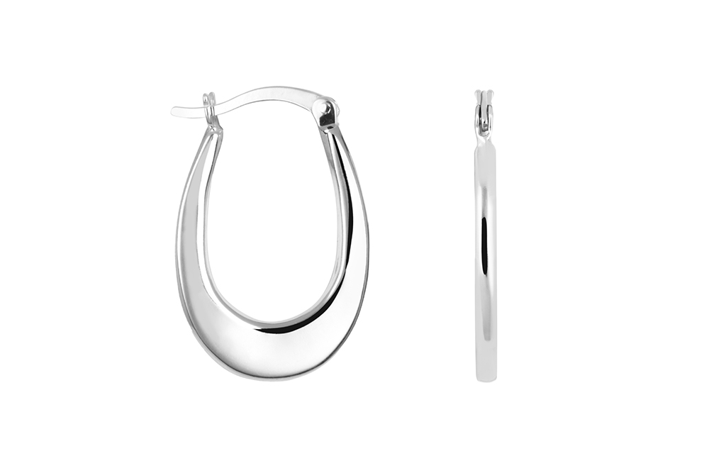 Pendiente plata 925 aro oval plano 25x16x2mm