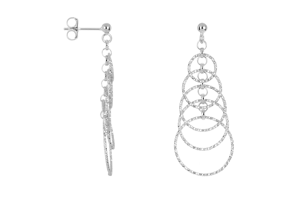 Sterling silver linked rings long earring