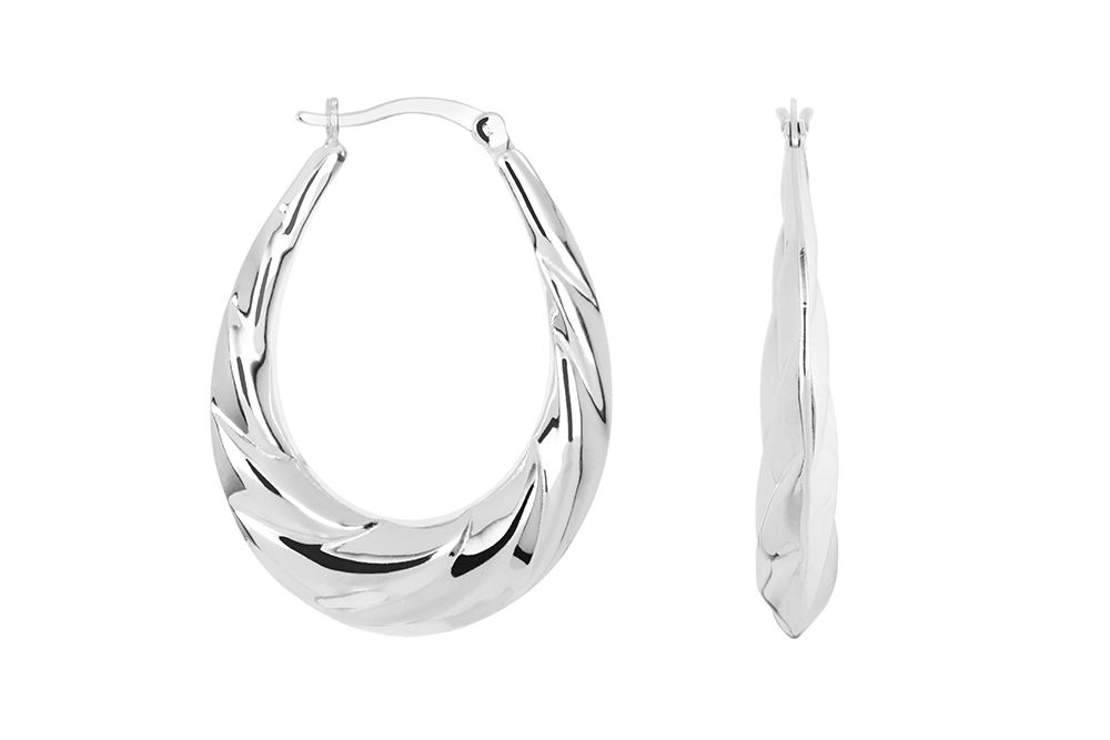 Sterling silver galloned hoop earring