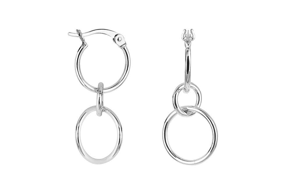 Pendiente plata 925 aro con anillas enlazadas