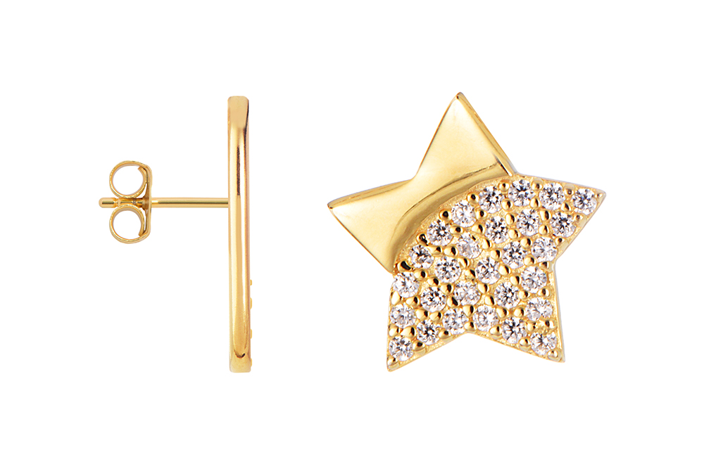 Sterling silver 8x8mm zirconia star earring