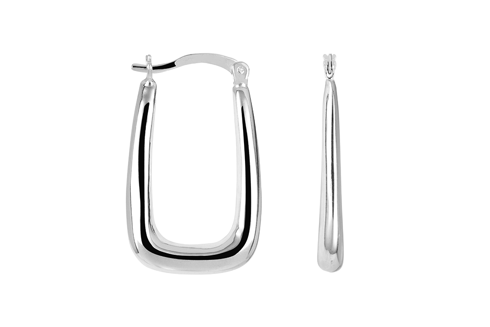 Sterling silver rectangular hoop earring