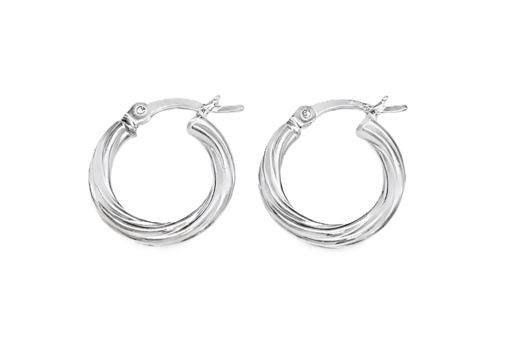 [17625EPL] Pendiente plata 925 aro tubo gallonado (Plata)