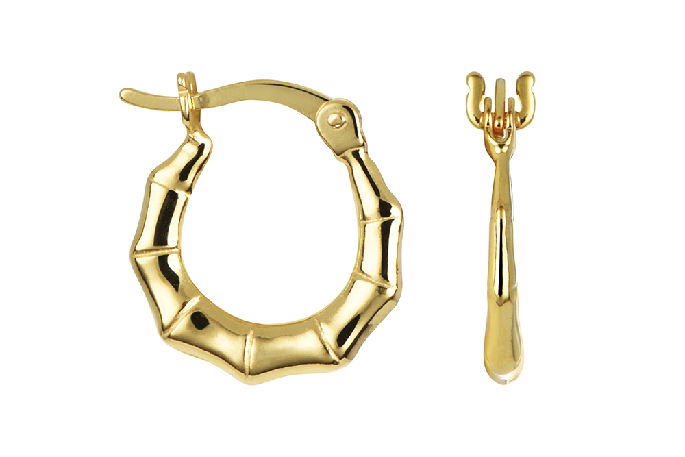 Sterling silver bamboo hoop earring