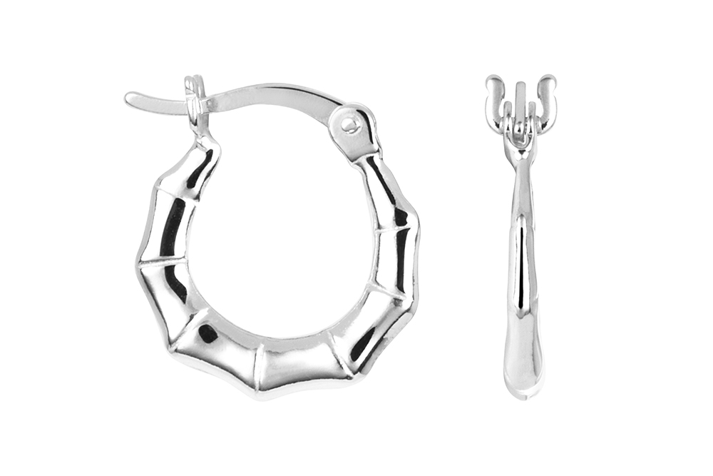 Sterling silver bamboo hoop earring