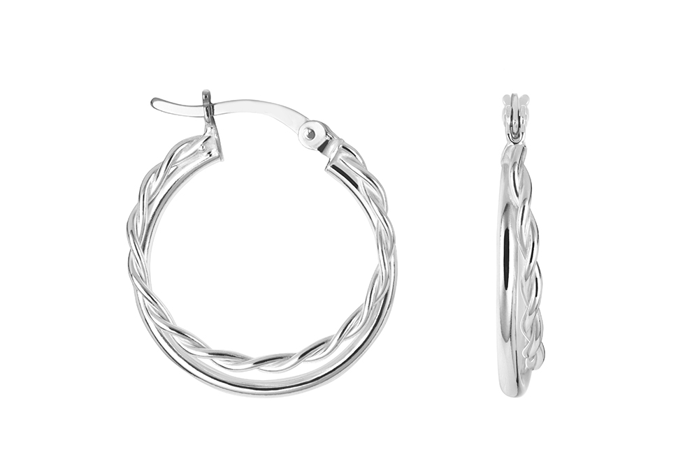 Sterling silver double hoop earring