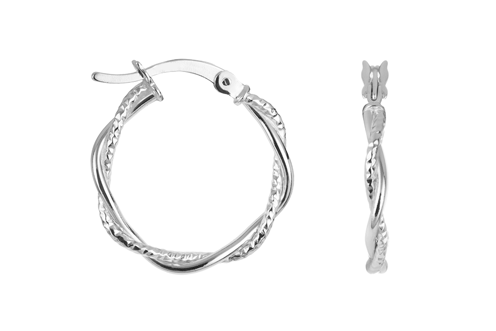 [17629EPL] Pendiente plata 925 aros enlazados (Plata)