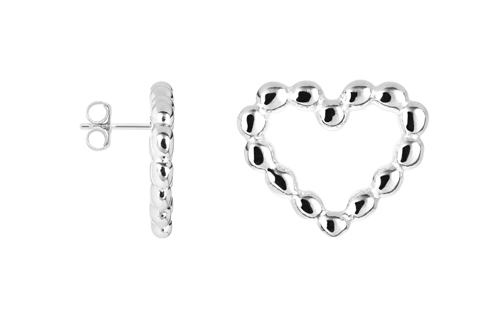 Pendiente plata 925 corazón de bolitas