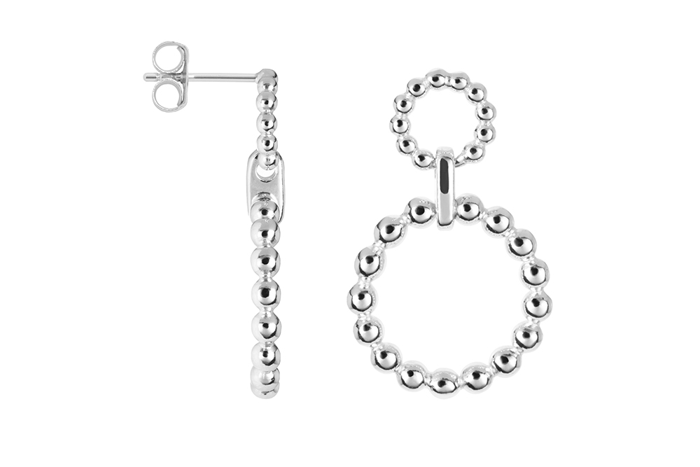 Sterling silver two beads rings earring