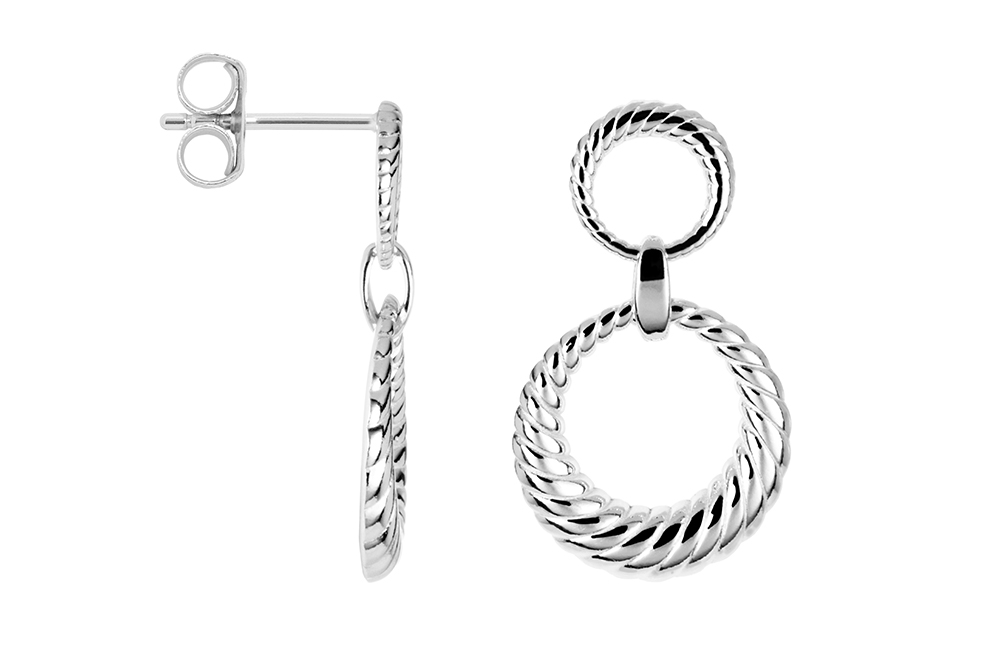 Sterling silver two galloned rings earring