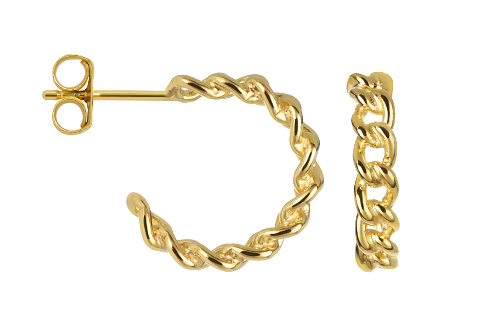 Sterling silver curb chain hoop earring