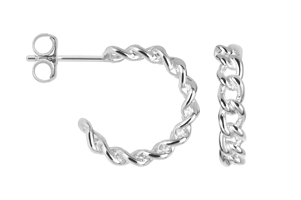 Pendiente plata 925 criolla cadena barbada rígida