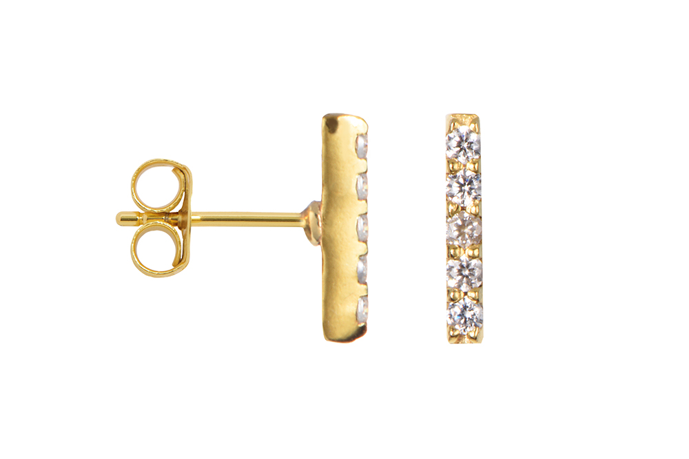 Sterling silver 8x1.5mm zirconia earring