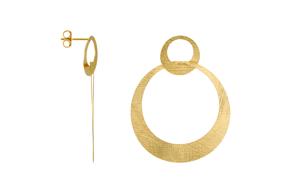 Sterling silver two rings together earring