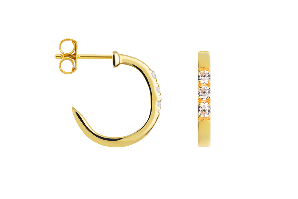 Sterling silver 2mm zirconia hoop earring