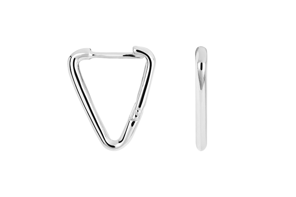 Sterling silver triangular hoop earring