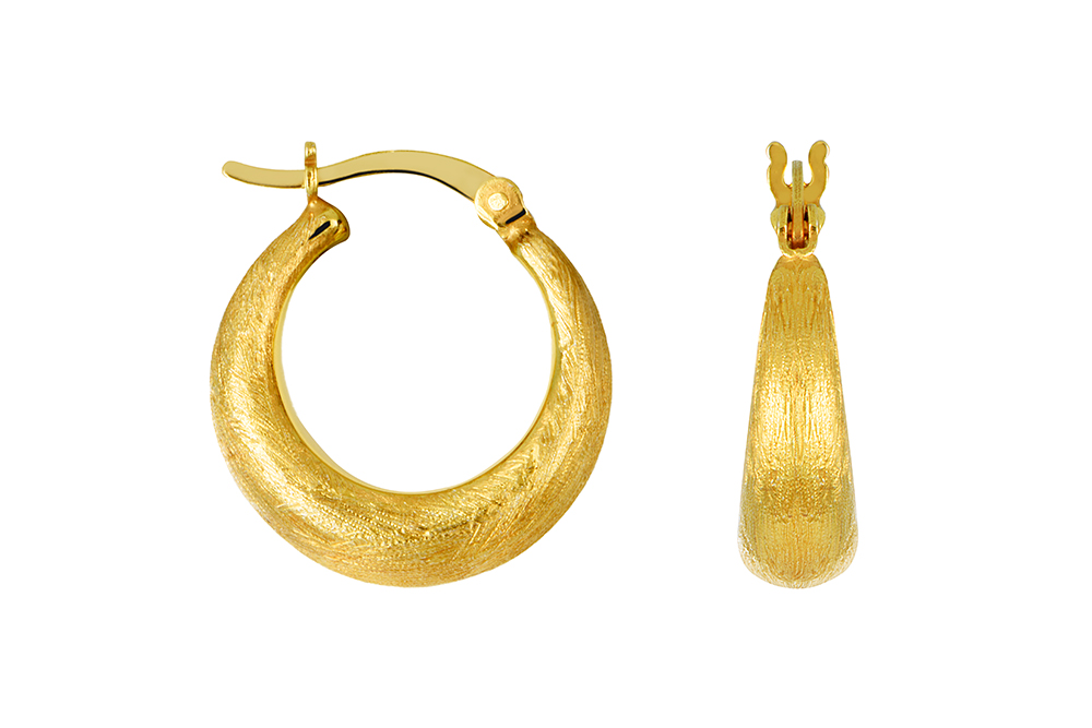Sterling silver brush hoop earring
