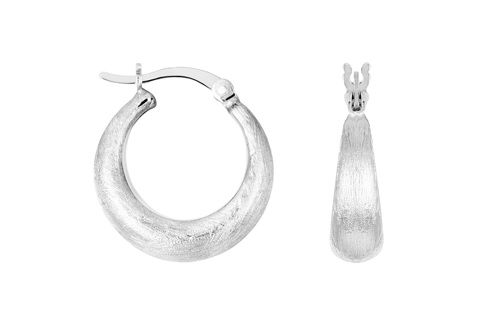 Sterling silver brush hoop earring