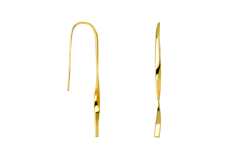 Sterling silver lat bar with half turn long earring