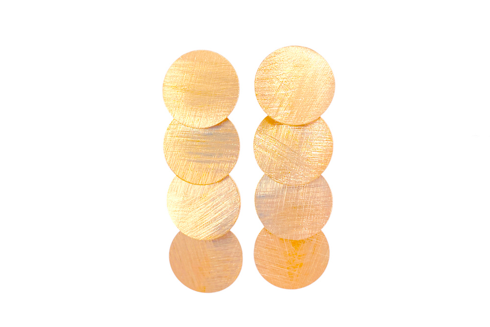 Sterling silver four circles long earring