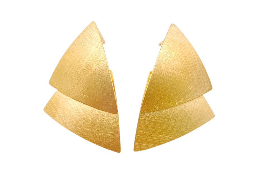 Pendiente plata 925 forma triangular doble