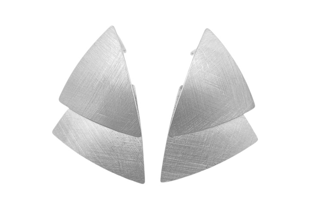 Pendiente plata 925 forma triangular doble