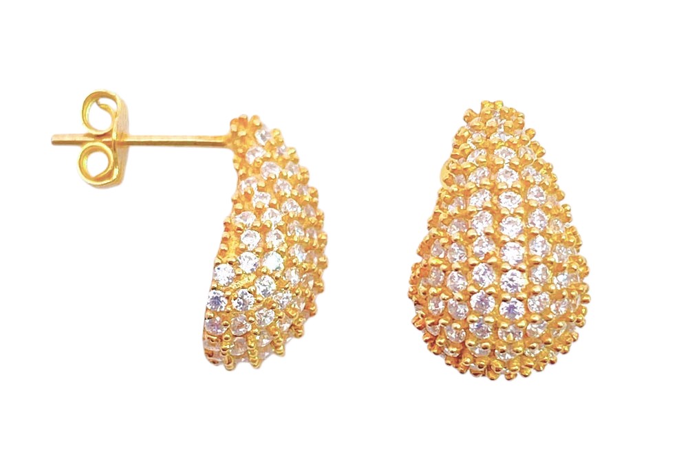 [17753EH150ZBLDO] Sterling silver drop zirconia earring (Gold plated)